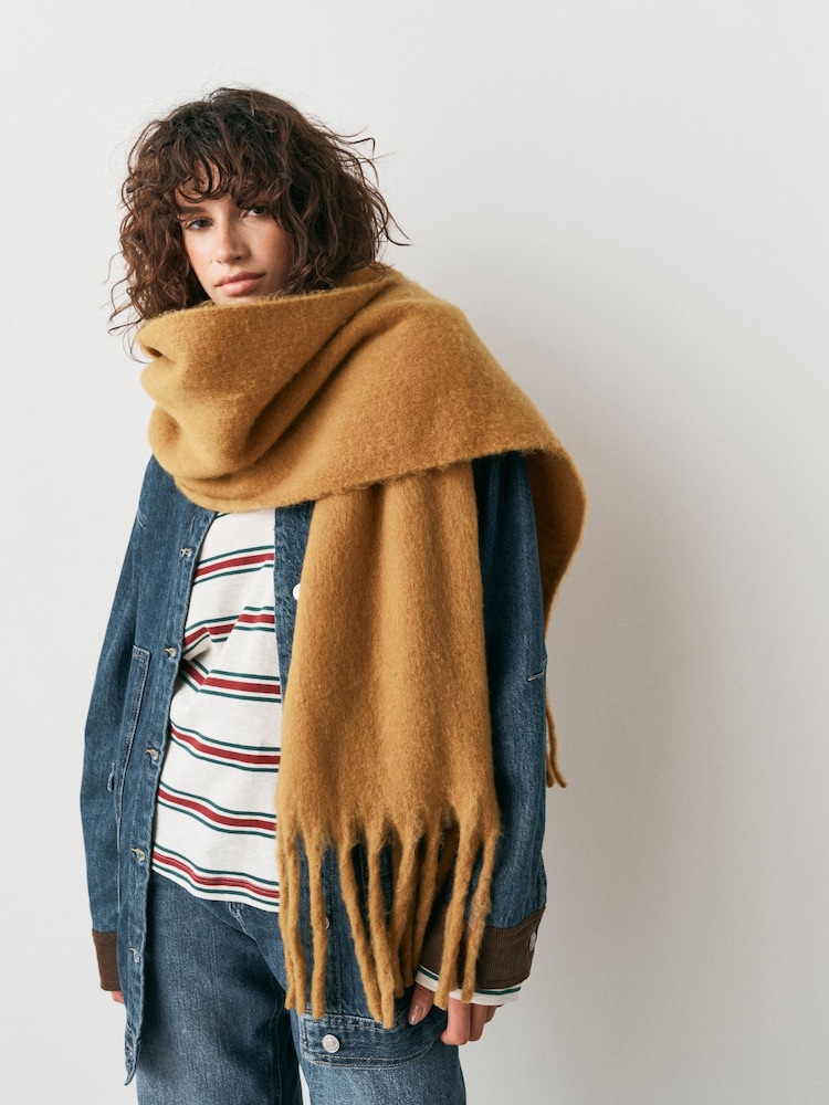 Mustard/Yellow Blanket - ভারী কম্বল স্কার্ফ - 3এর মধ্যে 1 ছবি