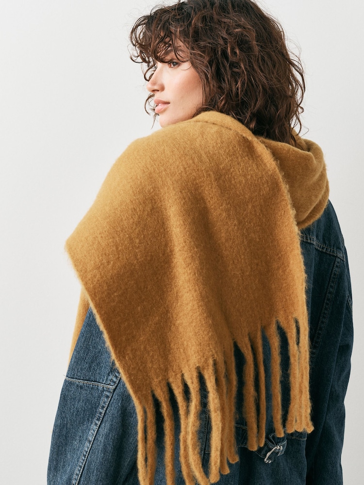 Mustard/Yellow Blanket - ভারী কম্বল স্কার্ফ - 3এর মধ্যে 3 ছবি