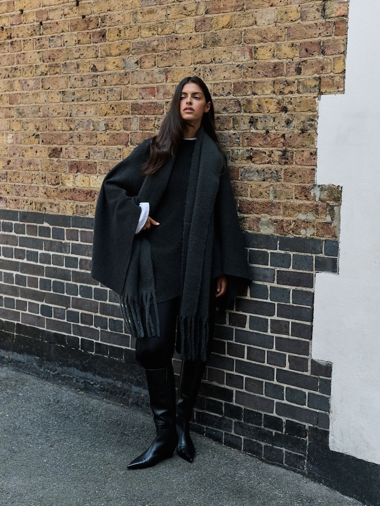 Charcoal Grey Heavyweight Blanket Scarf - Image 2 of 6