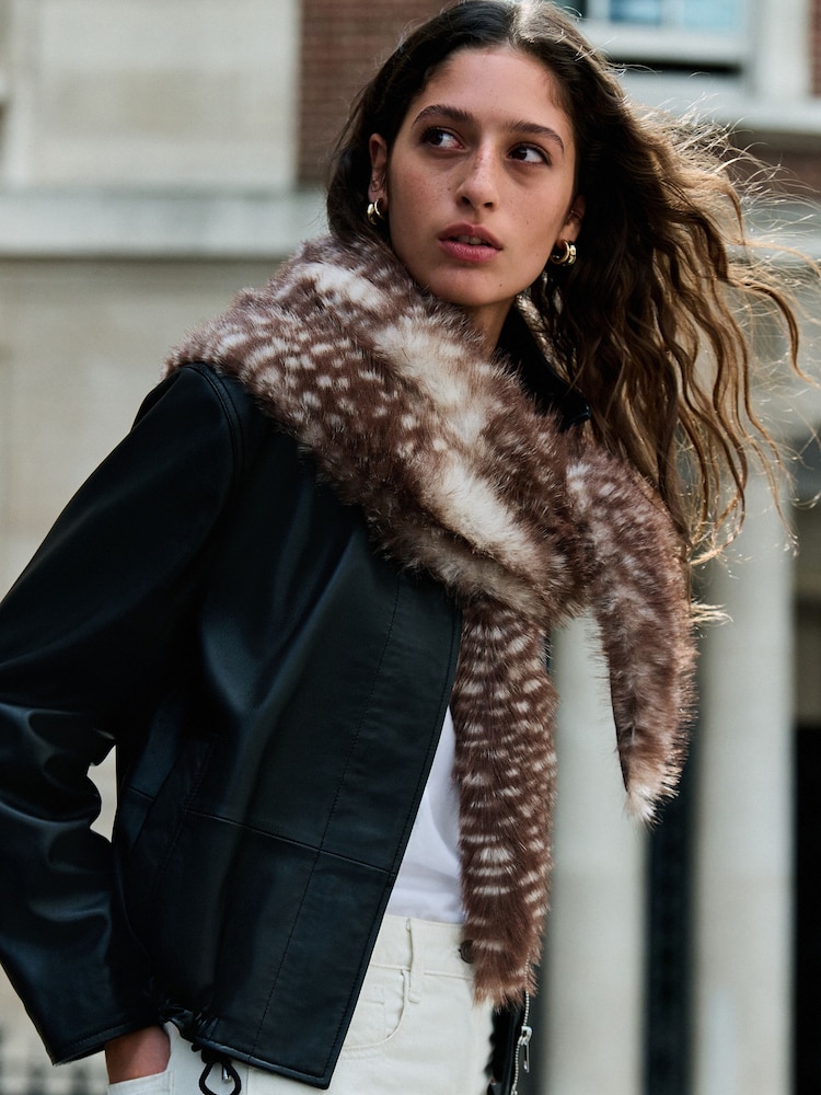 Animal/Deer - Heavyweight Fur Scarf - 6суретінің 2 суреті
