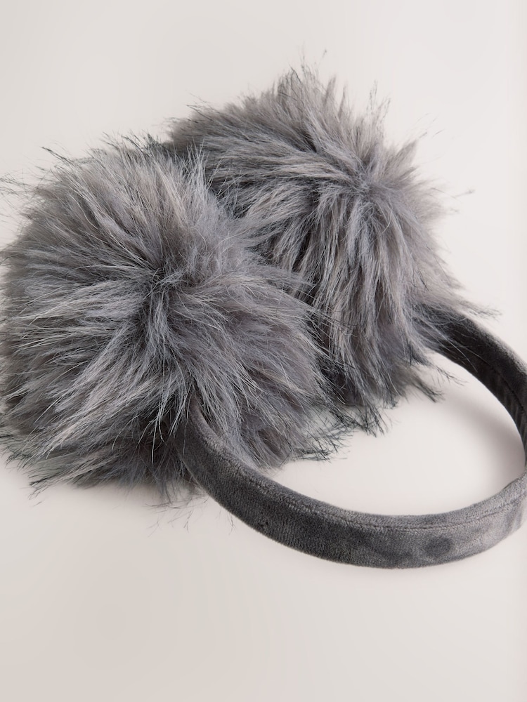 Grey Fur Earmuff Hair Accessories - Image 6 of 6