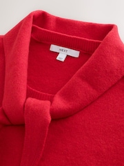 Red Tie Neck Knitted Tank Top - Image 2 of 4