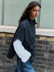 Navy Check Cape Cover-Up - Image 2 of 8