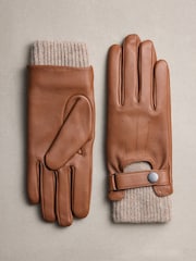 Μπρούτζινο καφετί - Leather Driving Style Gloves - Εικόνα 1 από 3