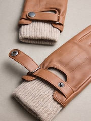 Μπρούτζινο καφετί - Leather Driving Style Gloves - Εικόνα 2 από 3