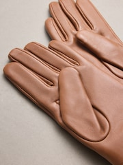 Μπρούτζινο καφετί - Leather Driving Style Gloves - Εικόνα 3 από 3