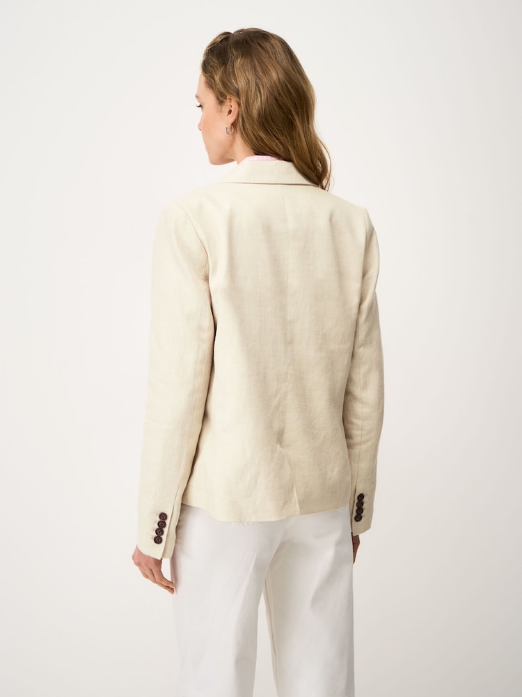 Crew Clothing Cream Linen & Cotton Blazer - Image 2 of 5