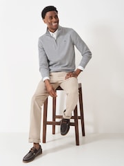 Crew Clothing Company Grey Cotton French Rib Half Zip Jumper - Image 1 of 5