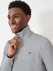 Crew Clothing Company Grey Cotton French Rib Half Zip Jumper - Image 4 of 5
