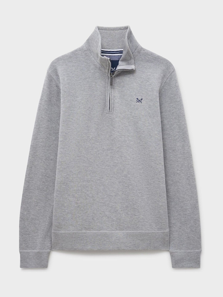 Crew Clothing Company Grey Cotton French Rib Half Zip Jumper - Image 5 of 5 Crew Clothing Company Grey Cotton French Rib Half Zip Jumper - Image 5 of 5