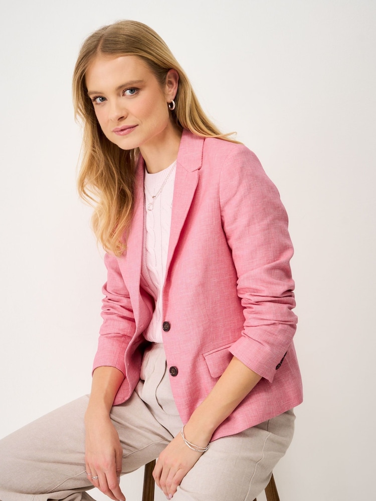 Crew Clothing Pink Linen & Cotton Blazer - Image 1 of 5 Crew Clothing Pink Linen & Cotton Blazer - Image 1 of 5