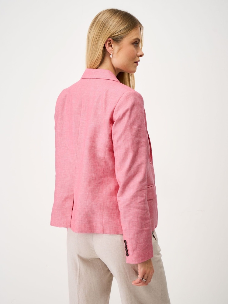 Crew Clothing Pink Linen & Cotton Blazer - Image 2 of 5 Crew Clothing Pink Linen & Cotton Blazer - Image 2 of 5