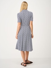 Crew Clothing Blue Emma Jersey Printed Short Sleeve Dress - Image 2 of 5