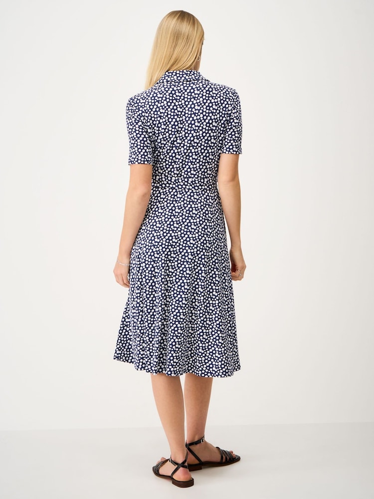 Crew Clothing Blue Emma Jersey Printed Short Sleeve Dress - Image 2 of 5 Crew Clothing Blue Emma Jersey Printed Short Sleeve Dress - Image 2 of 5