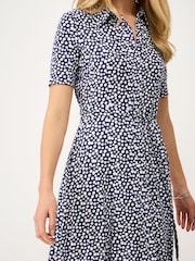 Crew Clothing Blue Emma Jersey Printed Short Sleeve Dress - Image 4 of 5
