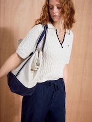 ホワイト - Crew Clothing Heritage ケーブルカラー Tシャツ - 画像 1 / 5