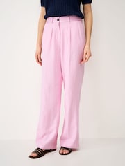 Crew Clothing Pink Linen Blend Wide Leg Trousers - Image 1 of 4