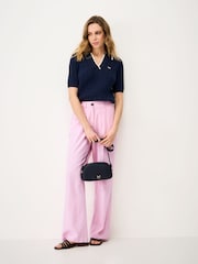 Crew Clothing Pink Linen Blend Wide Leg Trousers - Image 2 of 4