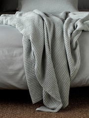 Secret Linen Store Sage Big Waffle Throw - Image 1 of 3