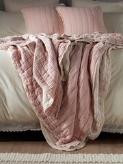 Secret Linen Store Blush Pink Vivienne Quilted Throw - Image 1 of 3
