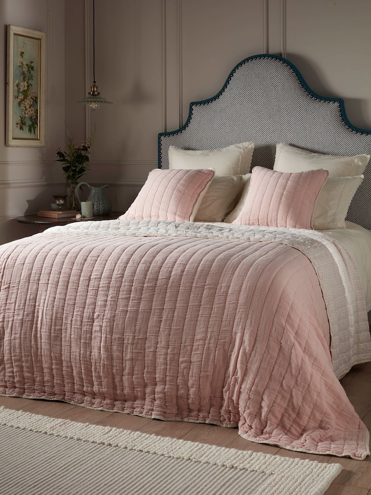 Secret Linen Store Blush Pink Vivienne Quilted Throw - Image 2 of 3