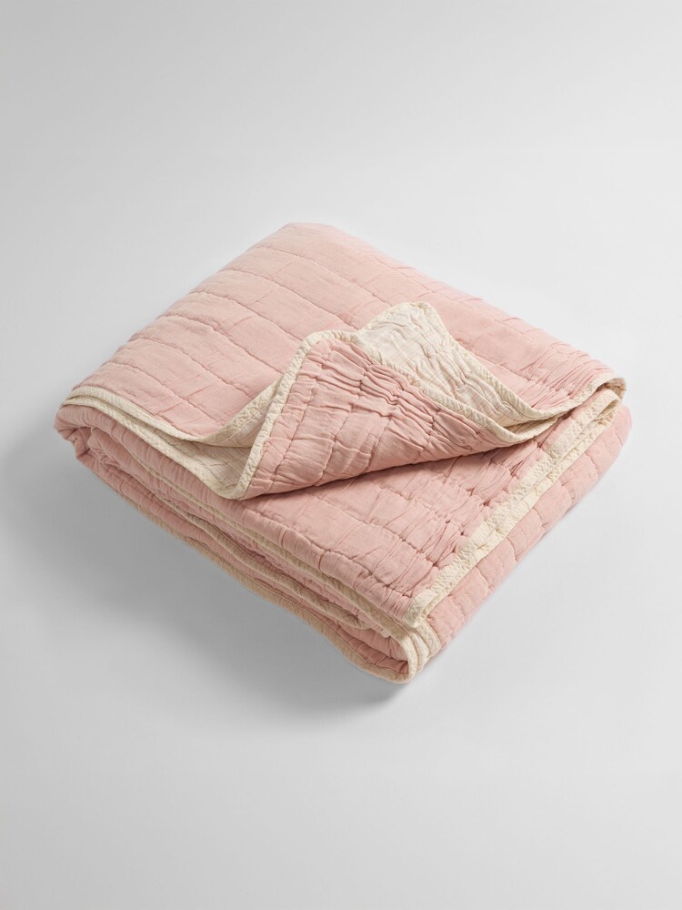 Secret Linen Store Blush Pink Vivienne Quilted Throw - Image 3 of 3