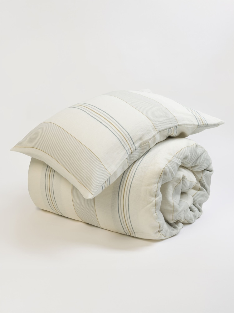 Secret Linen Store Cream and Blue Sophie Stripe Linen Pillowcase - Image 3 of 3 Secret Linen Store Cream and Blue Sophie Stripe Linen Pillowcase - Image 3 of 3