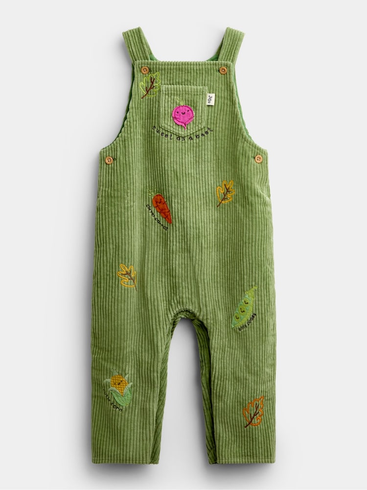Jojo Maman Bébé Green Vegetable Appliqué Dungaree Set - Image 2 of 6