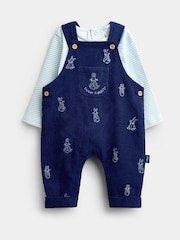 Jojo Maman Bébé Navy Blue Peter Rabbit™ Embroidered Dungaree & Bodysuit Set - Image 3 of 8