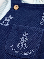 Jojo Maman Bébé Navy Blue Peter Rabbit™ Embroidered Dungaree & Bodysuit Set - Image 8 of 8