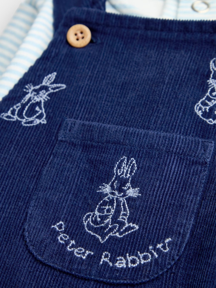 Jojo Maman Bébé Navy Blue Peter Rabbit™ Embroidered Dungaree & Bodysuit Set - Image 8 of 8 Jojo Maman Bébé Navy Blue Peter Rabbit™ Embroidered Dungaree & Bodysuit Set - Image 8 of 8