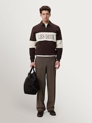 Les Deux Brown Zip Rugby Sweatshirt - Image 4 of 6