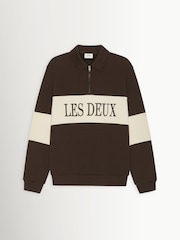 Les Deux Brown Zip Rugby Sweatshirt - Image 5 of 6