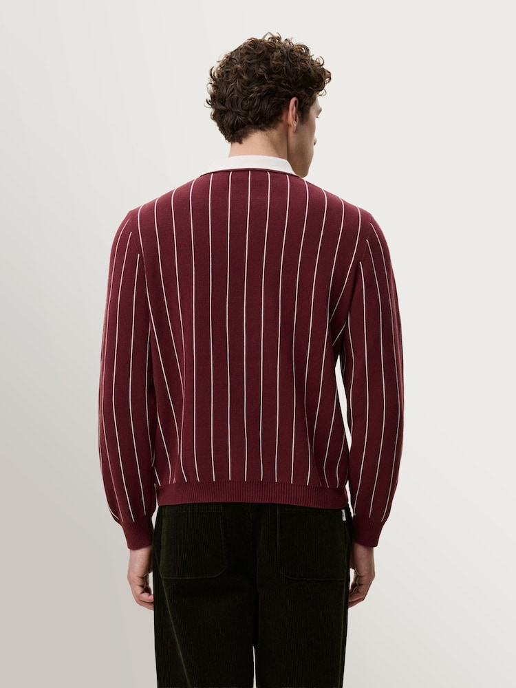 Les Deux Red Signature Knitted Long Sleeve Polo Jumper - Image 2 of 9