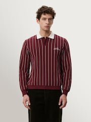 Les Deux Red Signature Knitted Long Sleeve Polo Jumper - Image 4 of 9