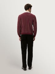 Les Deux Red Signature Knitted Long Sleeve Polo Jumper - Image 6 of 9