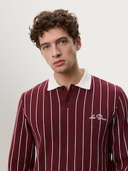 Les Deux Red Signature Knitted Long Sleeve Polo Jumper - Image 7 of 9