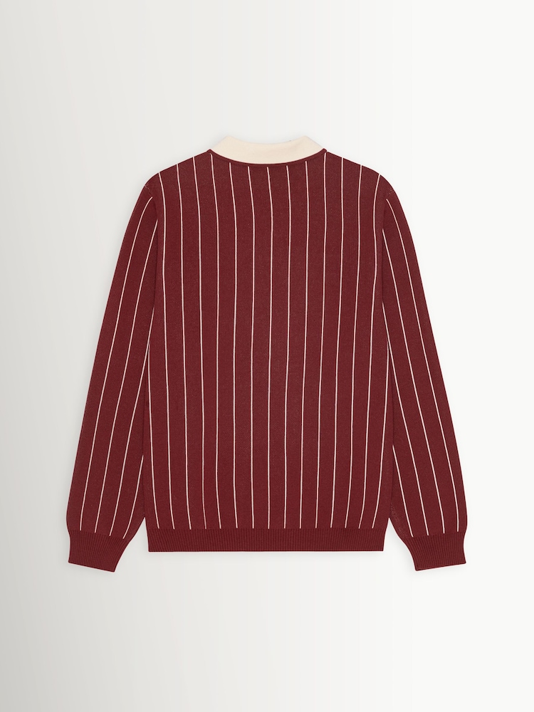 Les Deux Red Signature Knitted Long Sleeve Polo Jumper - Image 9 of 9