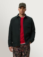 Les Deux Charcoal Green Wool Button Front Overshirt - Image 2 of 9