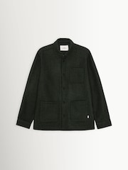 Les Deux Charcoal Green Wool Button Front Overshirt - Image 8 of 9