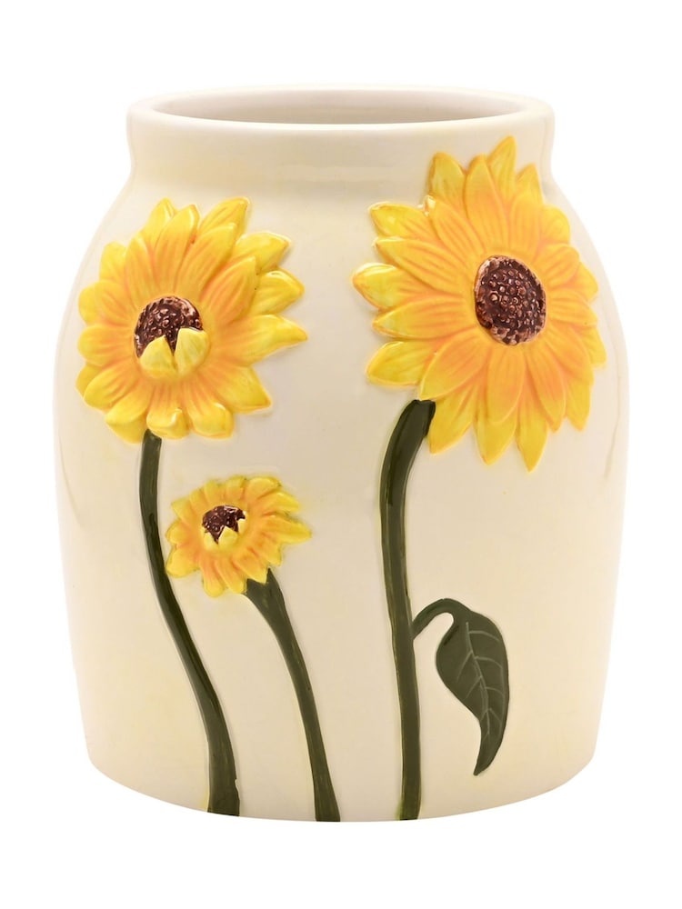 Widdop White Handpainted Sunflower Vase - Image 1 of 4 Widdop White Handpainted Sunflower Vase - Image 1 of 4