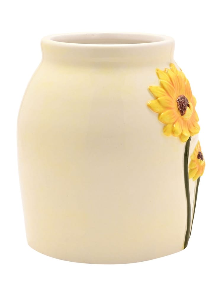 Widdop White Handpainted Sunflower Vase - Image 2 of 4 Widdop White Handpainted Sunflower Vase - Image 2 of 4