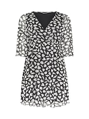 Yours Curve Black Wrap Front Mesh Tunic Top - Image 6 of 6