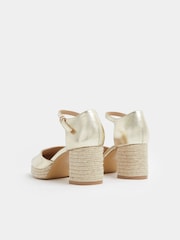 Yours Curve Gold EEE Extra-Wide Fit Espradrille Platform Block Heels - Image 4 of 4