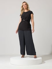 Yours Curve Black London Buckle Twist Front Top - Image 2 of 5