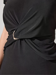 Yours Curve Black London Buckle Twist Front Top - Image 4 of 5