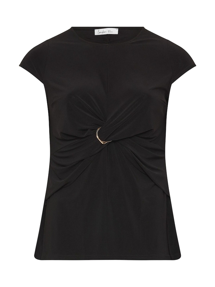 Yours Curve Black London Buckle Twist Front Top - Image 5 of 5