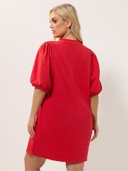 Yours Curve Red Balloon Sleeve Dress - Image 3 of 5