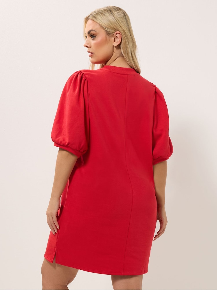 red dress with balloon sleeves Red Puff Sleeve Mini Dress - All Dresses