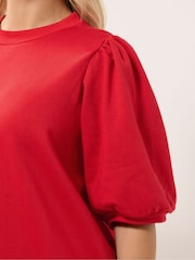 Yours Curve Red Balloon Sleeve Dress - Image 4 of 5